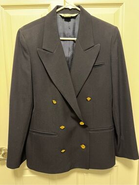 Austin Reed Navy Blue Double-Breasted Blazer with Gold Buttons